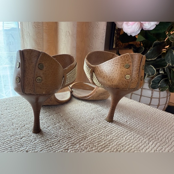 Authentic DIOR Camel Brown Leather High Heels Sandals ,size 37.5 - Picture 7 of 13